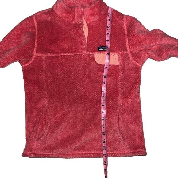 Patagonia Girls Snap-T Re-Tool Pullover Jacket Fleece Sz Large 12 Coral Rose - Picture 5 of 9